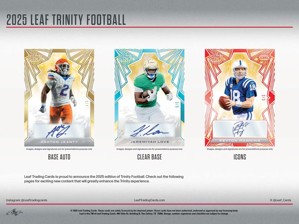 2025 Leaf Trinity Football Hobby Box (6 Cards)