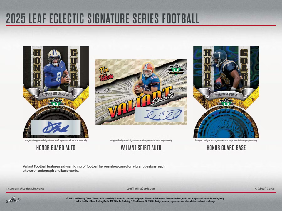 2025 Leaf Eclectic Signature Series Football Hobby Box (12 Cards)