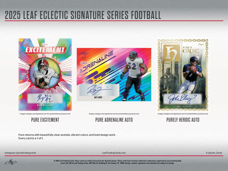 2025 Leaf Eclectic Signature Series Football Hobby Box (12 Cards)
