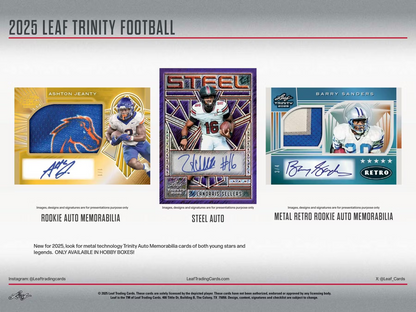 2025 Leaf Trinity Football Hobby Box (6 Cards)