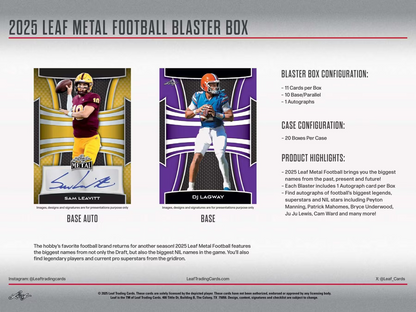 2025 Leaf Metal Football Blaster Box (11 Cards)