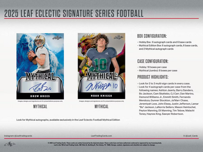 2025 Leaf Eclectic Signature Series Football Hobby Box (12 Cards)