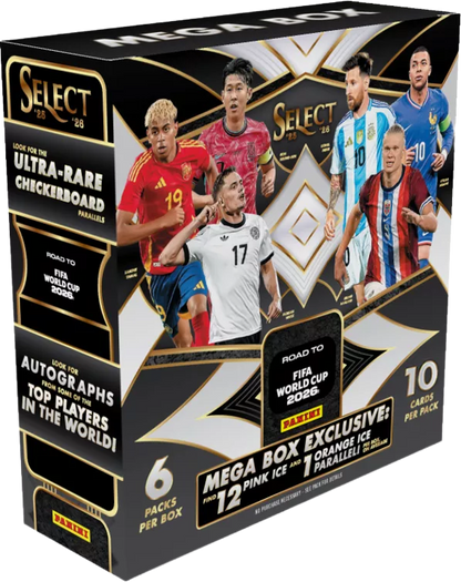2025-26 Panini Select Road to the World Cup Soccer Mega Box (6 Packs)