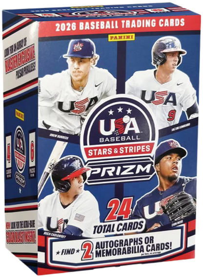 2026 Panini Prizm Stars & Stripes Baseball Blaster Box (6 Packs)