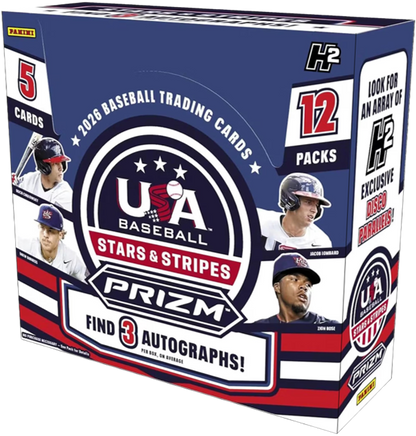 2025 Panini Prizm Stars & Stripes H2 Baseball Hobby Box (12 Packs)