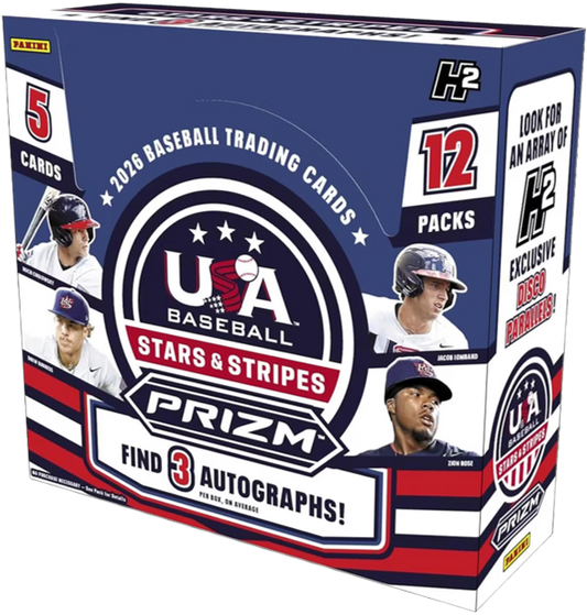 2025 Panini Prizm Stars & Stripes H2 Baseball Hobby Box (12 Packs)