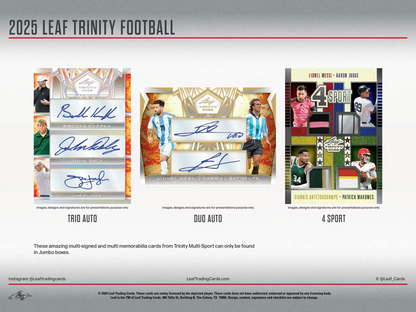 2025 Leaf Trinity Football Hobby Box (6 Cards)