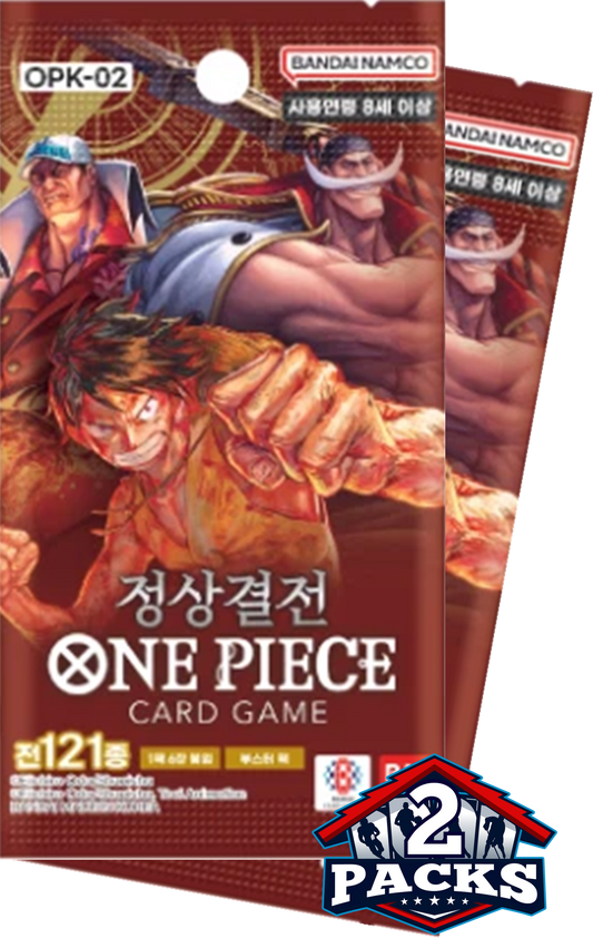 One Piece OPK02: PARAMOUNT WAR Korean Booster 2pk (6 Cards Each)