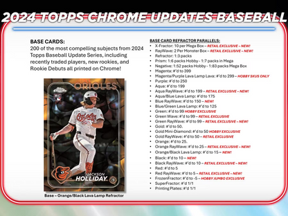 2024 Topps Chrome Update Baseball Hobby 2pks (4 Cards each)