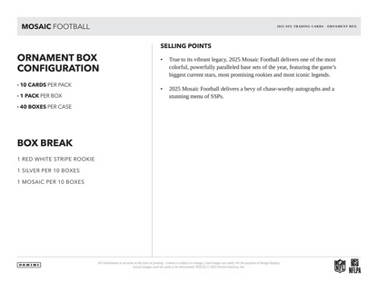 2025 Panini Mosaic Football Ornament Box (10 Cards)