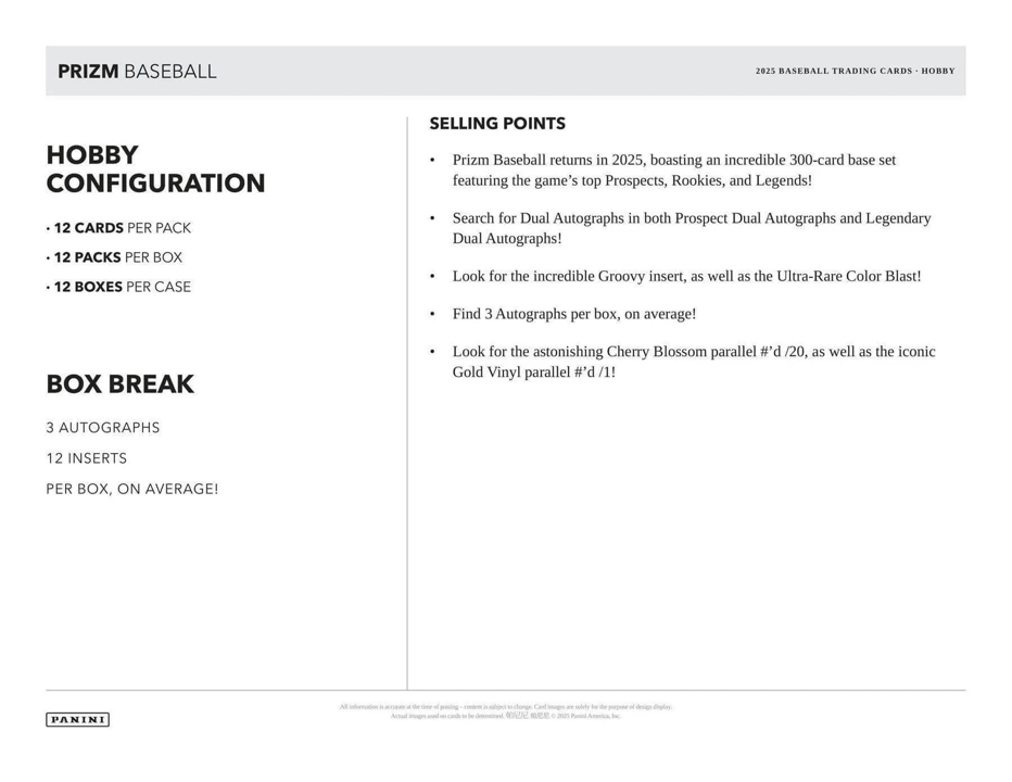 2025 Panini Prizm Baseball Hobby Pack (12 Cards)