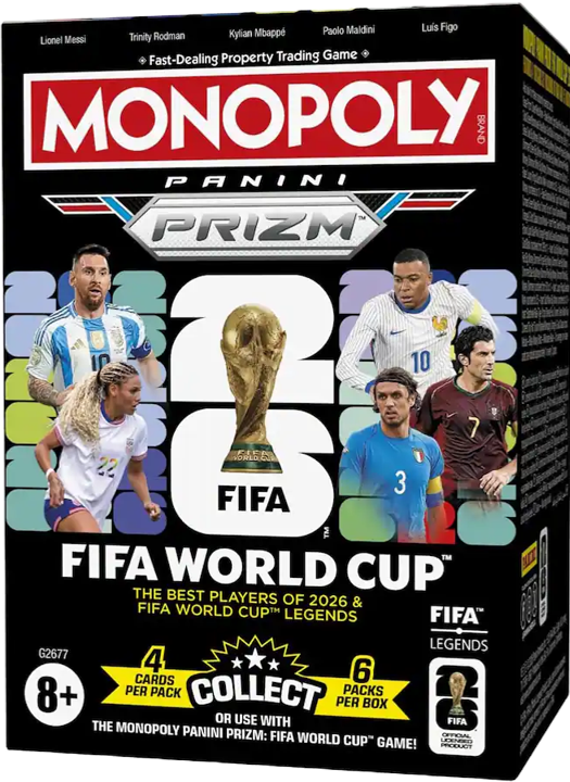 2026 Panini Prizm Monopoly FIFA World Cup Soccer Blaster Box (6 Packs)