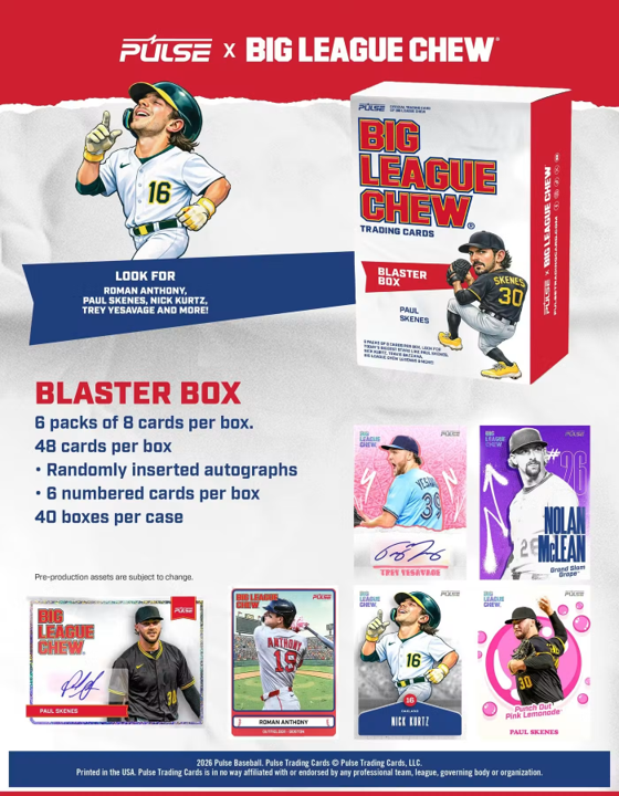 2026 Pulse Big League Chew Baseball Blaster Box (6 Packs)