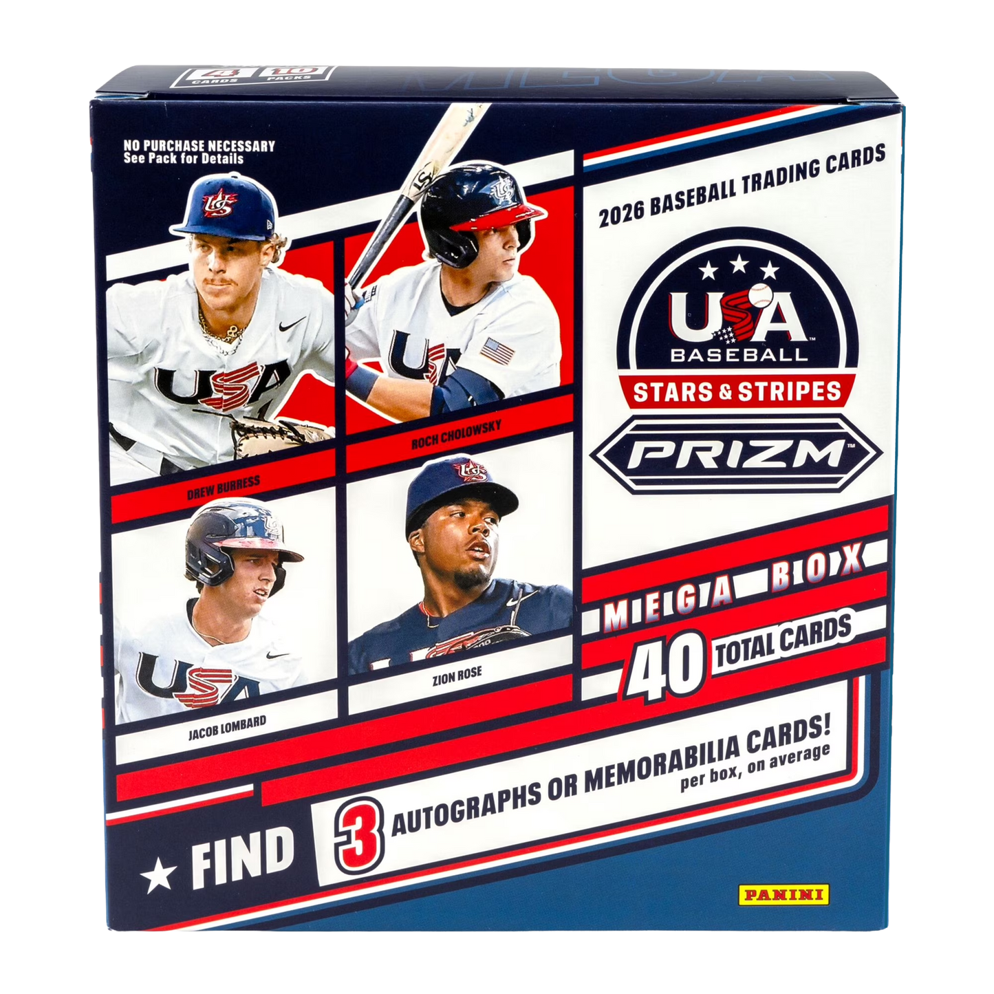 2026 Panini Prizm Stars & Stripes Baseball Mega Box (10 Packs)