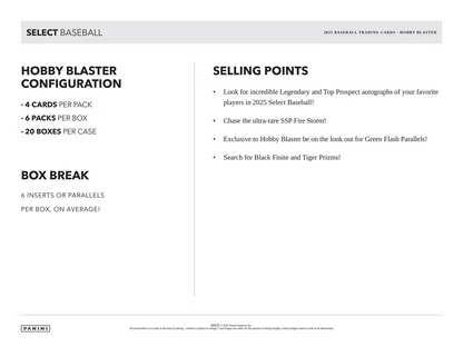 2025 Panini Select Baseball Hobby Blaster Pack (4 Cards)