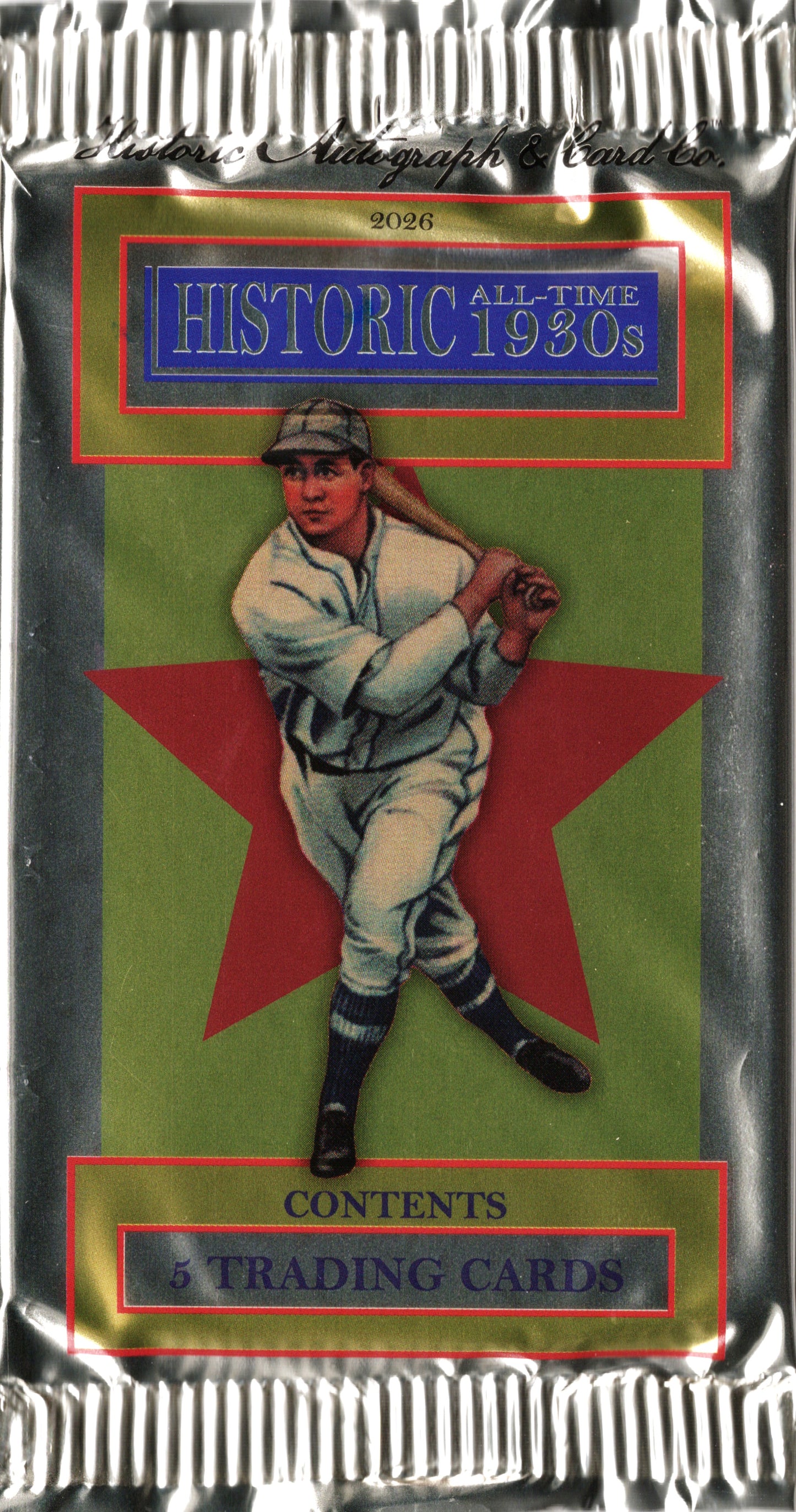 2026 Historic Autographs All-Time 1930s Baseball Hobby Pack (5 Cards)