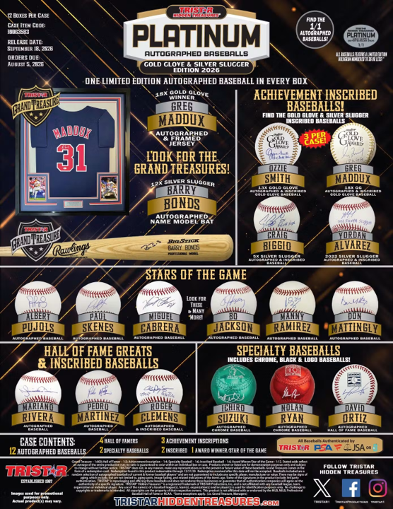 2026 TriStar Hidden Treasures Platinum Autographed Baseball Golden Glove & Silver Slugger Hobby Box