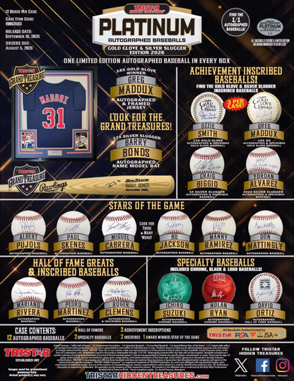 2026 TriStar Hidden Treasures Platinum Autographed Baseball Golden Glove & Silver Slugger Hobby Box
