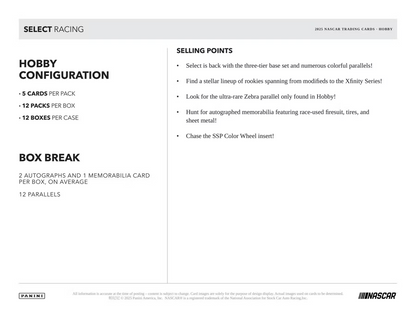 2025 Panini Select Racing Hobby Pack (5 Cards)