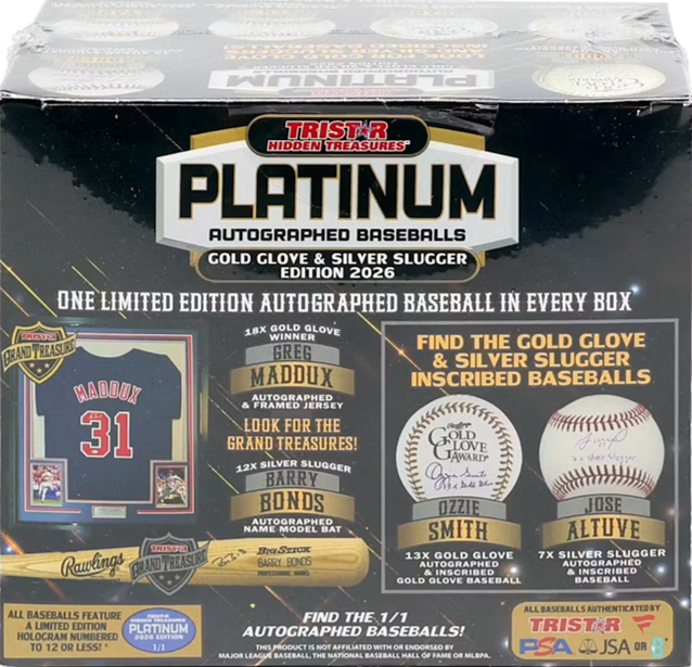 2026 TriStar Hidden Treasures Platinum Autographed Baseball Golden Glove & Silver Slugger Hobby Box