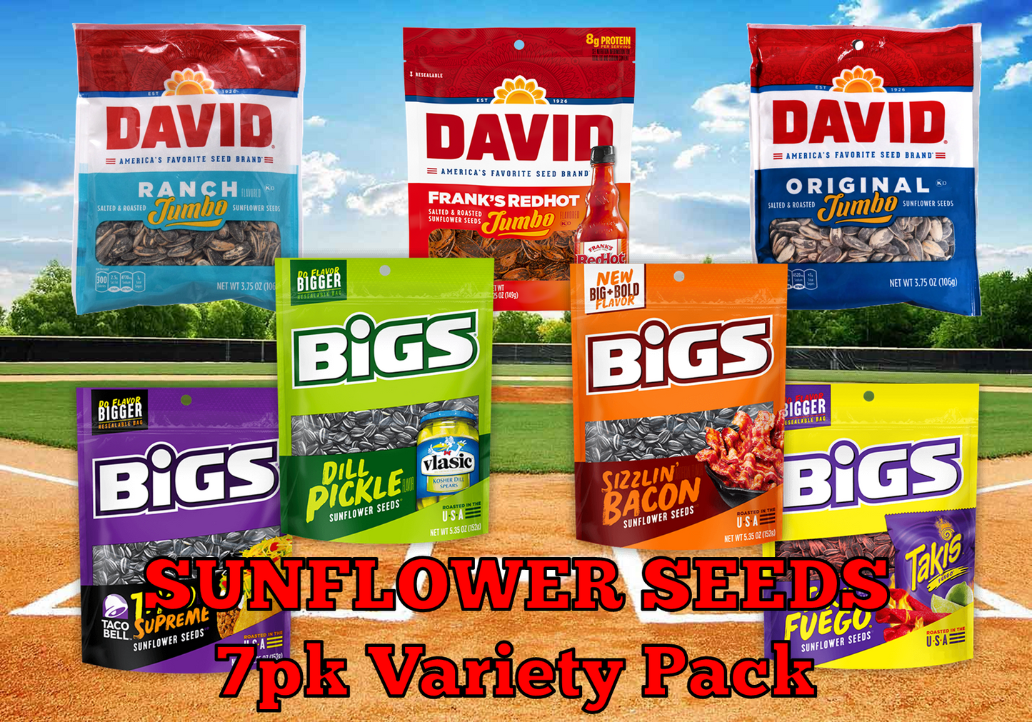 PACK SHACK SUNFLOWER SEEDS VARIETY PACK - 7 FLAVORS