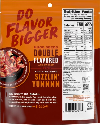 BIGS Sunflower Seeds - Sizzlin’ Bacon - 3.63oz Pack - Snacks